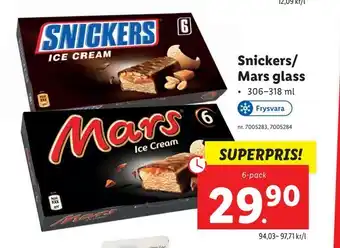 Lidl Snickers/ Mars glass erbjuda