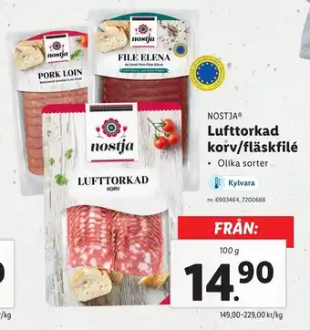Lidl Lufttorkad korv /fläskfilé erbjuda