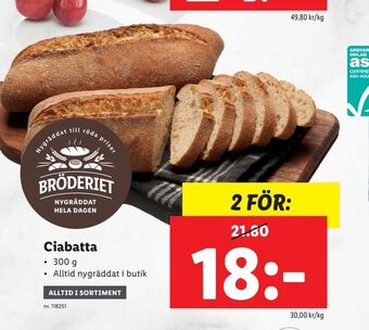 Lidl Ciabatta erbjuda