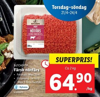 Lidl Färsk nötfärs erbjuda