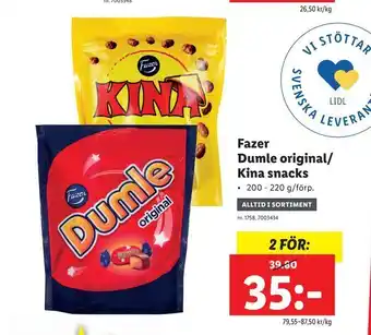 Lidl Fazer Dumle original/ Kina snacks erbjuda
