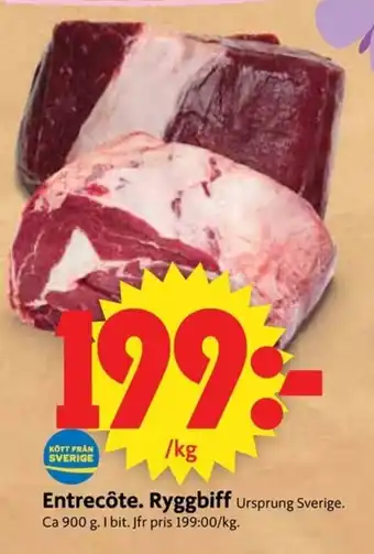 ICA Supermarket Entrecôte Ryggbiff 900 g erbjuda
