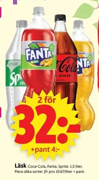 Coca-Cola, Fanta, Sprite Läsk 1,5 liter