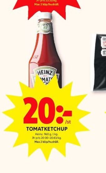 ICA Kvantum Heinz ketchup erbjuda