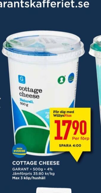 Willys Garant cottage cheese erbjuda