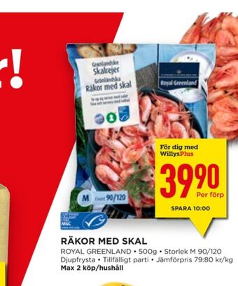 Willys Hemma Royal greenland räkor med skal erbjuda