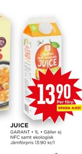 Willys Hemma Garant juice erbjuda