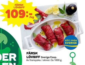 Coop Färsk lövbiff erbjuda
