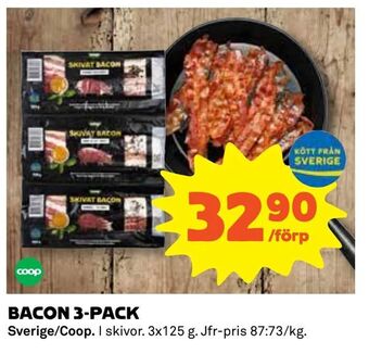 Coop Bacon 3-pack erbjuda