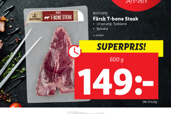 Lidl Färsk T-bone Steak 600g erbjuda
