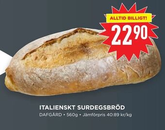 Willys Italienskt surdegsbröd erbjuda
