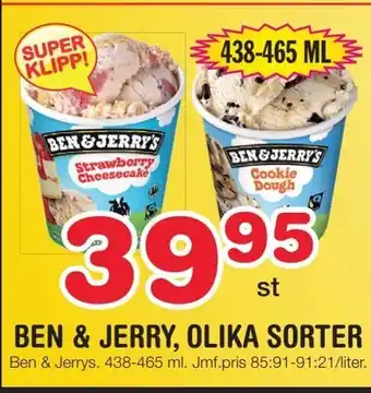 Nya Pulsen Ben & jerry, olika sorter erbjuda