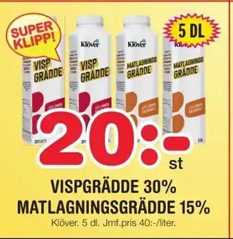 Nya Pulsen Vispgrädde 30% matlagningsgrädde 15% erbjuda