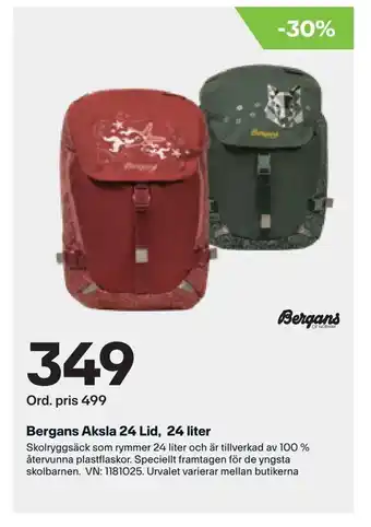 XXL Bergans Aksla 24 Lid, 24 liter erbjuda