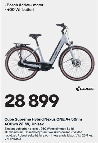 XXL Cube Supreme Hybrid Nexus ONE A+ 50nm 400wh 22, W, Unisex erbjuda