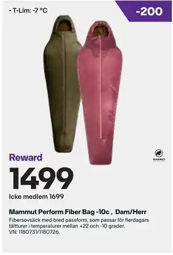Mammut Perform Fiber Bag -10c Dam/Herr