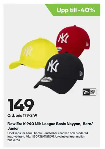 XXL New Era K 940 Mlb League Basic Neyyan, Barn/ Junior erbjuda