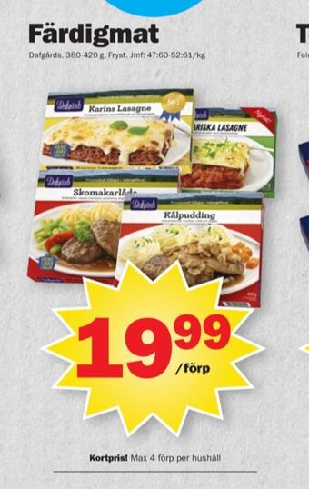 Pekås Dafgårds färdigrätter erbjuda