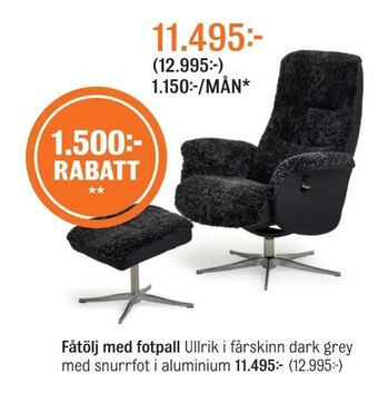 Mio Fåtölj med fotpall erbjuda