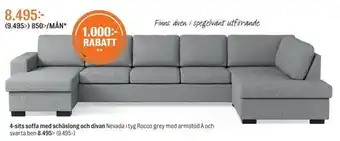 4-sits soffa med schäslong och divan