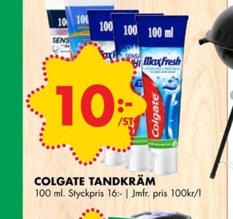 ÖoB Colgate tandkräm erbjuda