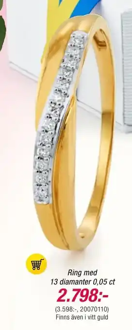 Guldfynd Ring med 13 diamanter 0,05 ct erbjuda