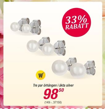 Guldfynd Tre par örhängen i äkta silver erbjuda