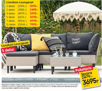 Rusta Paketpris Lissabon 5 delar soffa erbjuda