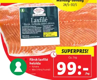 Lidl Färsk laxfile 1kg erbjuda