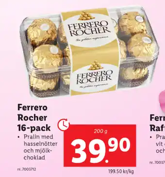 Lidl Ferrero Rocher 16-pack 200g erbjuda