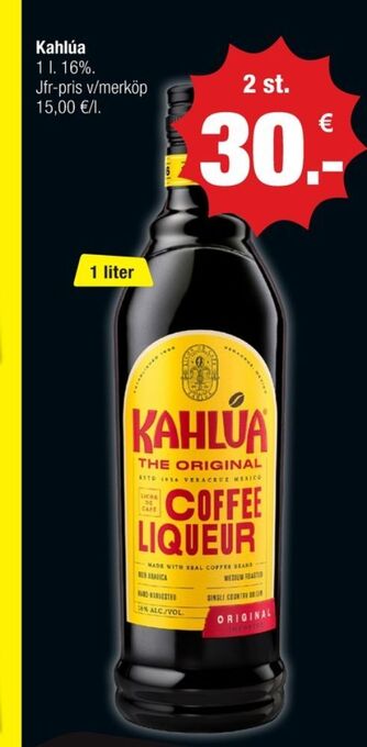 Calle Kahlua likör erbjuda