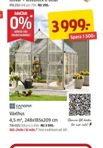 Jula Canopia växthus erbjuda