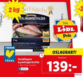 Lidl Guldfågeln kycklingbröstfilé erbjuda