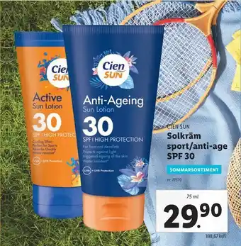 Lidl Solkräm. sport/anti-age Spf 30 erbjuda