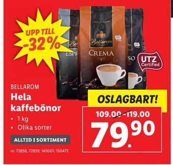 Lidl Hela kaffebönor erbjuda