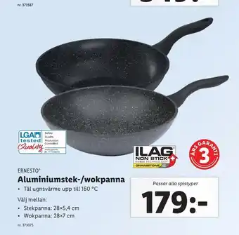 Aluminiumstek-/wokpanna