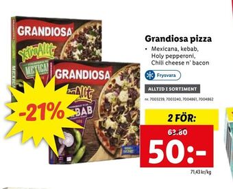 Lidl Grandiosa pizza. erbjuda