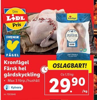 Lidl Kronfågel Färsk hel gårdskyckling erbjuda