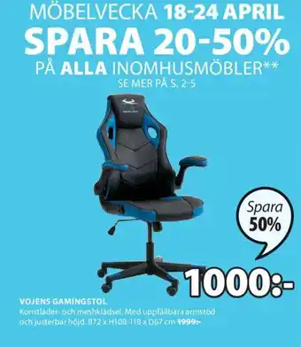 JYSK Vojens Gamingstol B72 x H108-118 x D67cm erbjuda