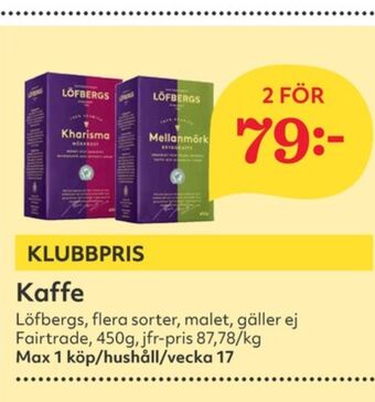 Hemköp Kharisma kaffe malet erbjuda