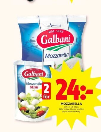 ICA Kvantum Galbani mozzarella erbjuda