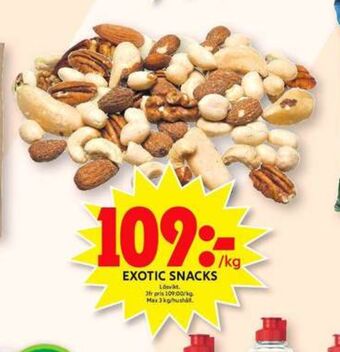 ICA Maxi Exotic snacks naturgodis erbjuda