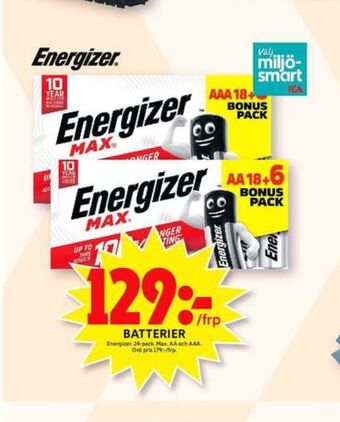 ICA Maxi Energizer batterier erbjuda