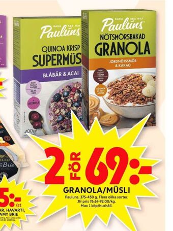 ICA Maxi Paulùns granola erbjuda