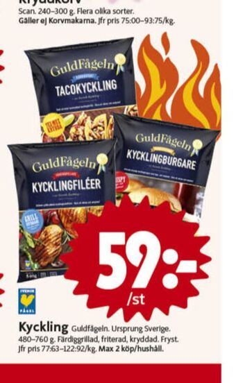 ICA Nära Guldfågeln kycklingburgare erbjuda