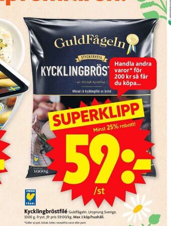 ICA Supermarket Guldfågeln kycklingbröstfilé erbjuda