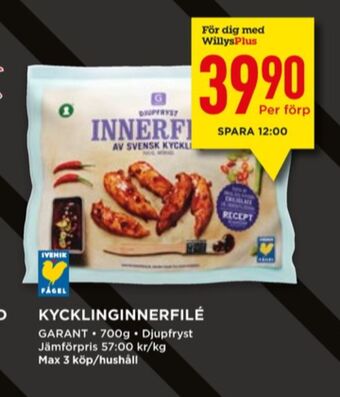 Willys Garant kycklinginnerfilé erbjuda