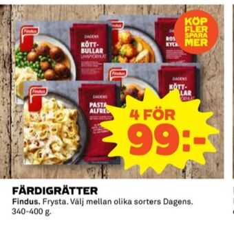 Coop Findus färdigrätter erbjuda