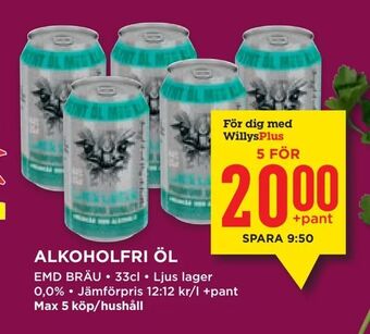 Willys Alkoholfri öl erbjuda