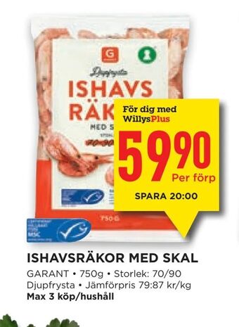 Willys Ishavsräkor med skal erbjuda